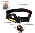 Rechargeable Headlamp Black 90° Rotatable USB