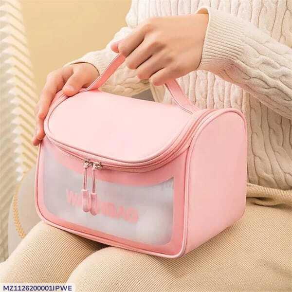 Pink Waterproof Makeup Bag for Travel & Daily Use