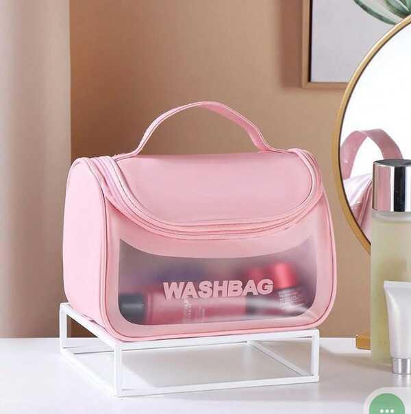 Pink Waterproof Makeup Bag for Travel & Daily Use