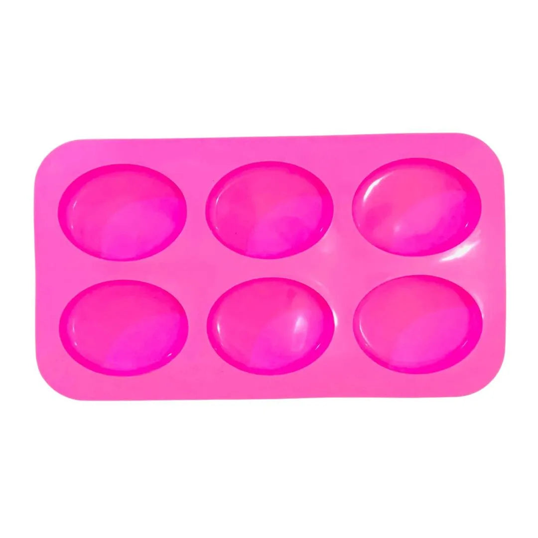 Pink Silicone Soap Mold 6-Cavity Reusable
