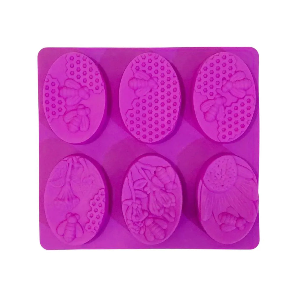 Purple Silicone Soap Mold with Bee & Honey Design