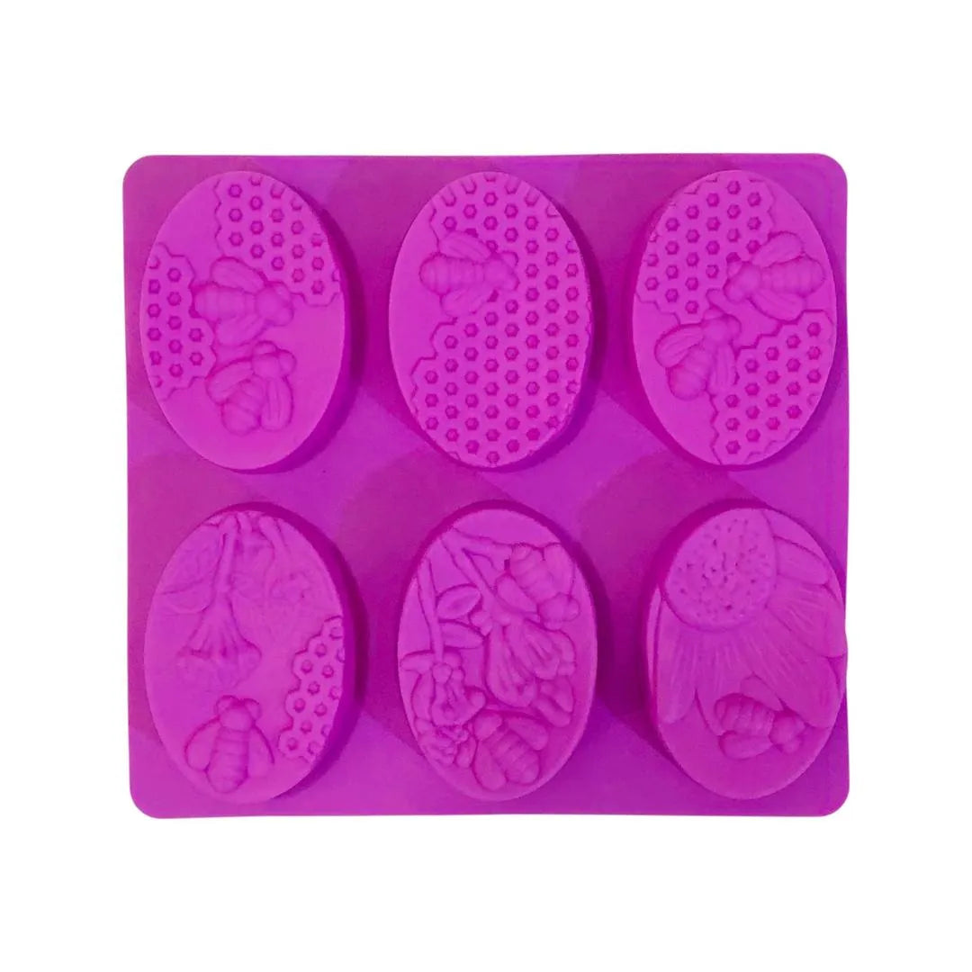 Purple Silicone Soap Mold with Bee & Honey Design
