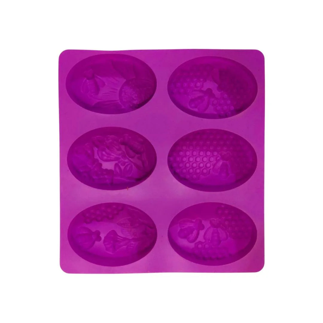 Purple Silicone Soap Mold with Bee & Honey Design