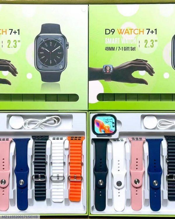 D9 Ultra Smart Watch Series 9 with 7 Straps & Bluetooth