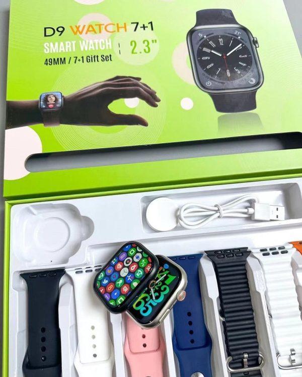 D9 Ultra Smart Watch Series 9 with 7 Straps & Bluetooth