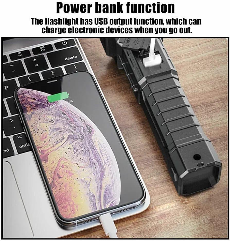 Rechargeable LED Safety Hammer Light Black ABS