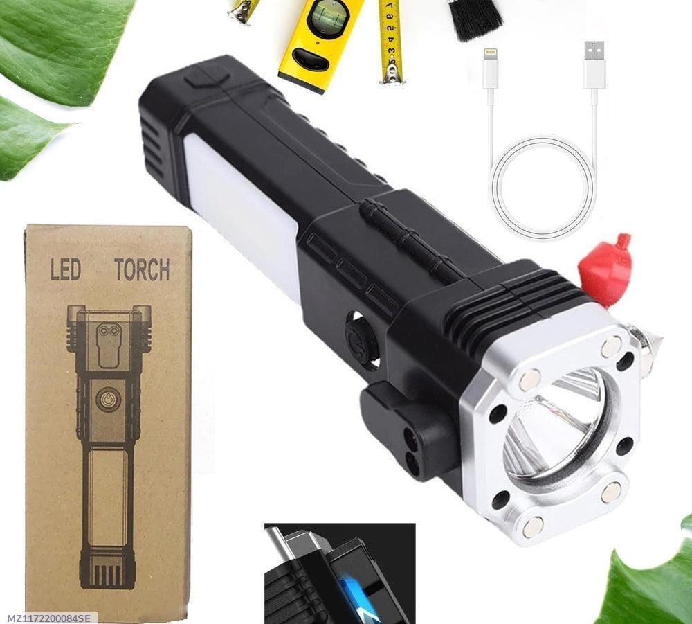 Rechargeable LED Torch Light Black 500mAh Camping Emergency