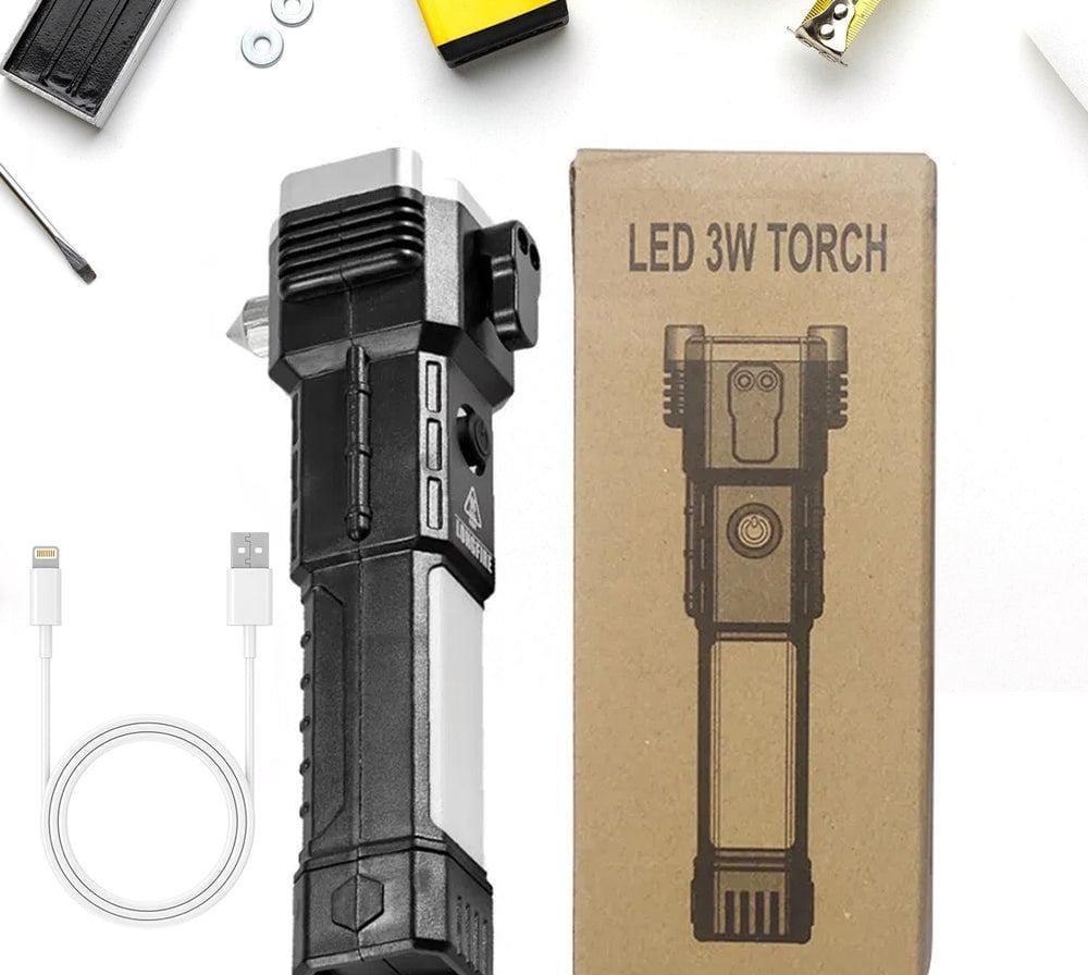 Rechargeable LED Torch Light Black 500mAh Camping Emergency