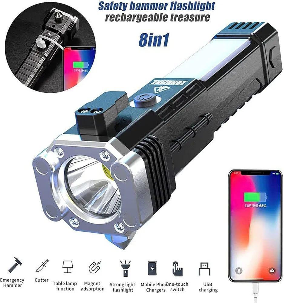 LED Torch Light Black ABS Aluminum USB-C Rechargeable