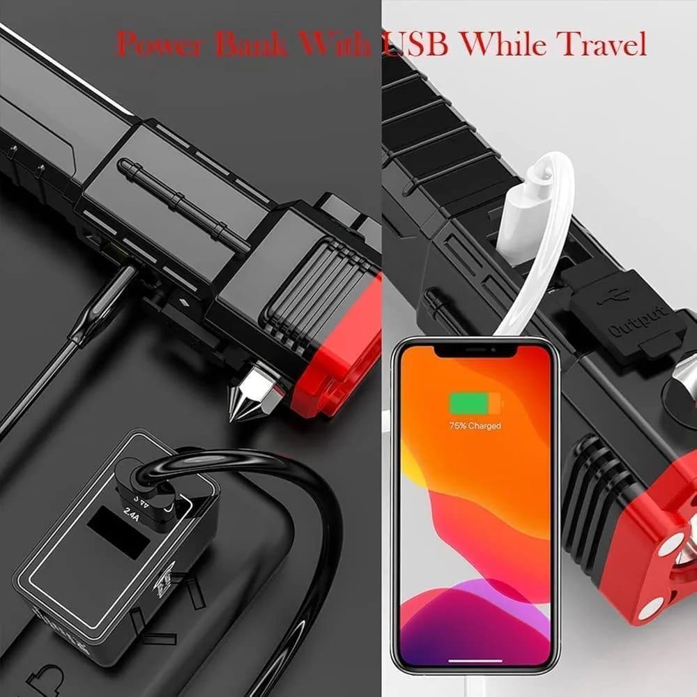 Rechargeable Self Defense LED Torch Light Black