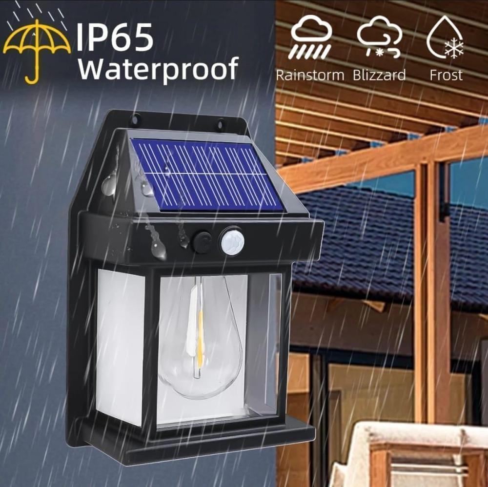 Motion Sensor Solar Lamp IP65 Waterproof Black Golden