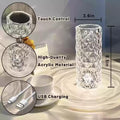 Rechargeable Touch Control Table Lamp Transparent Acrylic