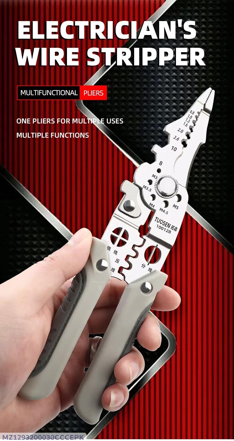 Electrician Wire Stripper Pliers Multi-Function Grey Chrome Vanadium