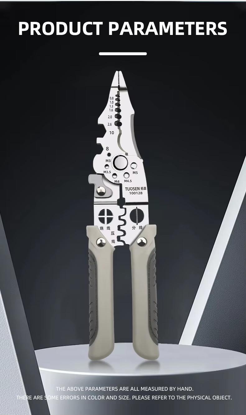 Electrician Wire Stripper Pliers Multi-Function Grey Chrome Vanadium