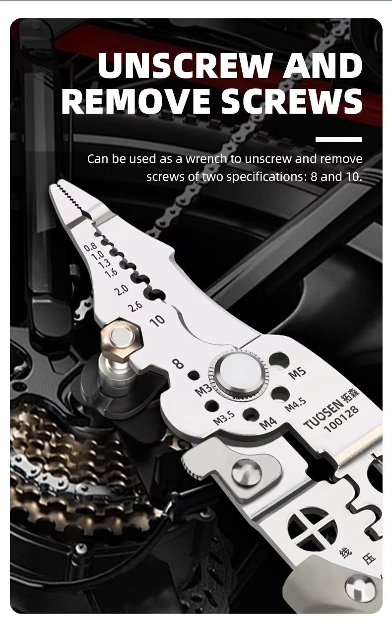 Electrician Wire Stripper Pliers Multi-Function Grey Chrome Vanadium
