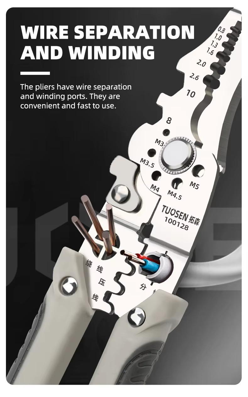 Electrician Wire Stripper Pliers Multi-Function Grey Chrome Vanadium