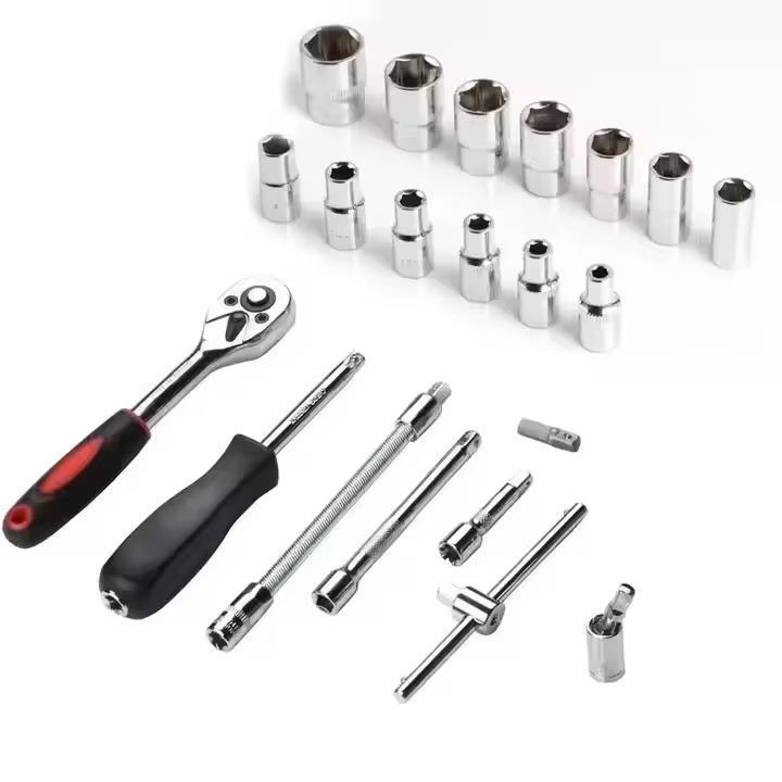 46 Pcs Chrome Vanadium Tool Kit Set Red