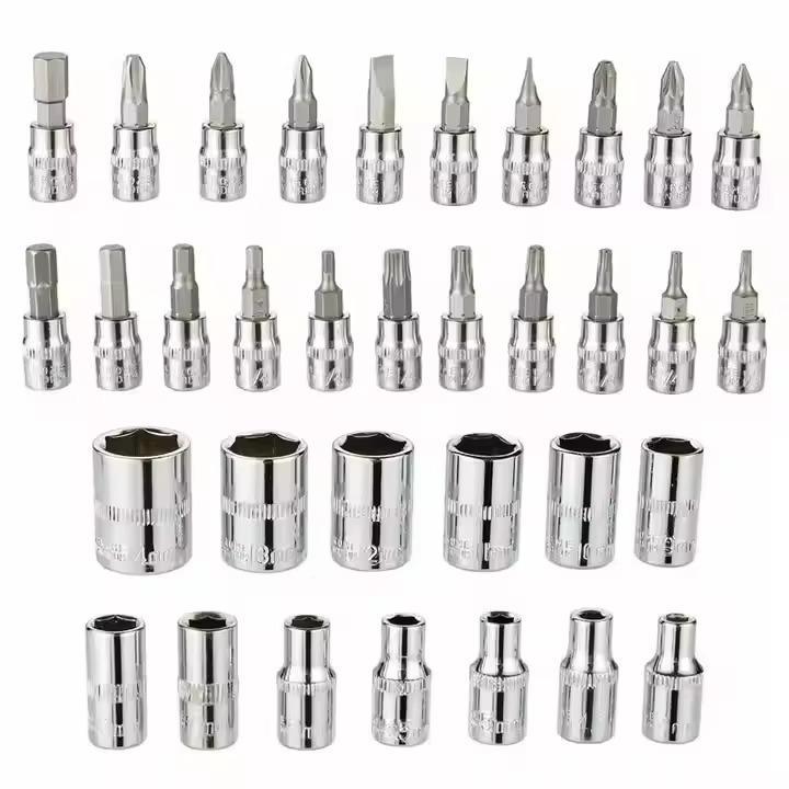46 Pcs Chrome Vanadium Tool Kit Set Red