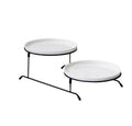Ceramic Tray Set White Black Tiered Stand