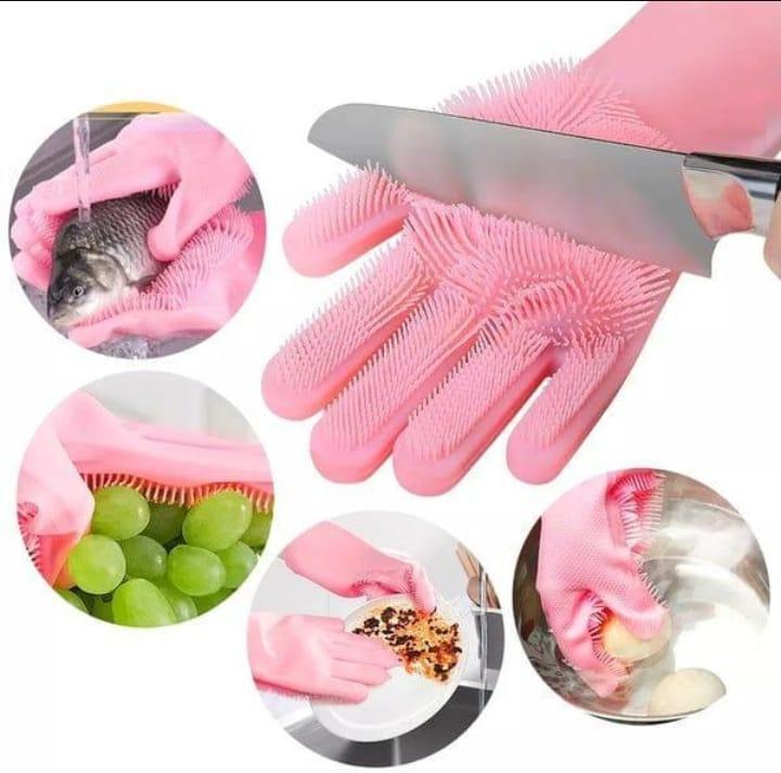 Silicone Dish Washing Gloves Multicolor Reusable