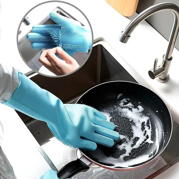 Silicone Dish Washing Gloves Multicolor Reusable