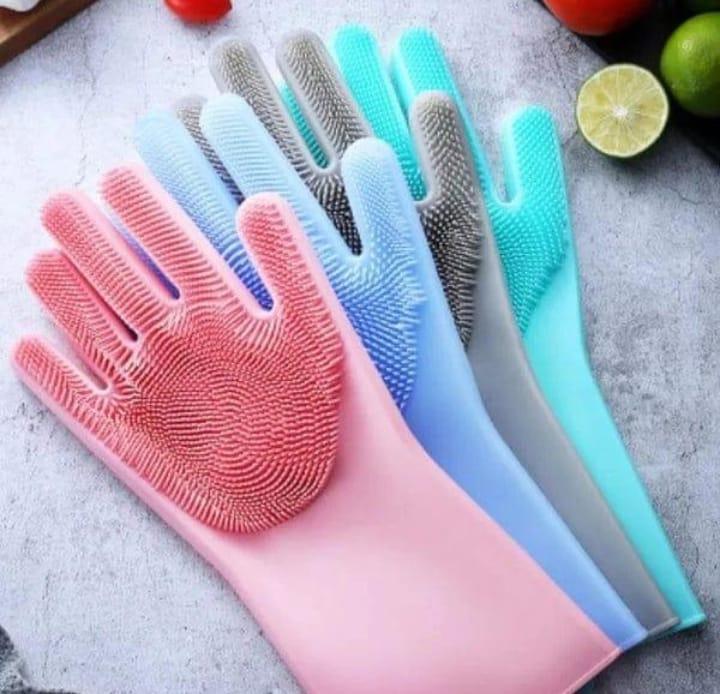 Silicone Dish Washing Gloves Multicolor Reusable