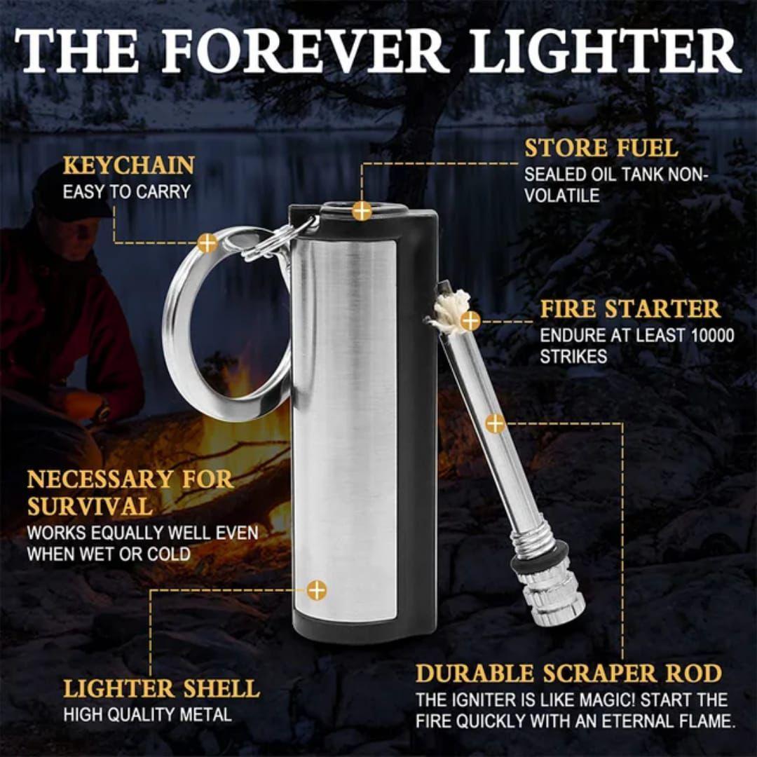 Silver Metal Fire Starter for Kitchens & Outdoor Use