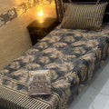 Premium Black Printed Mix Cotton Single Bed Sheet Set 4Pcs