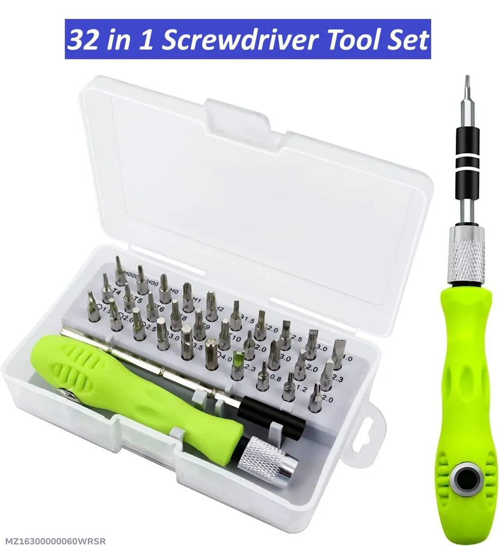 32 in 1 Screwdriver Tool Set with Green Handle