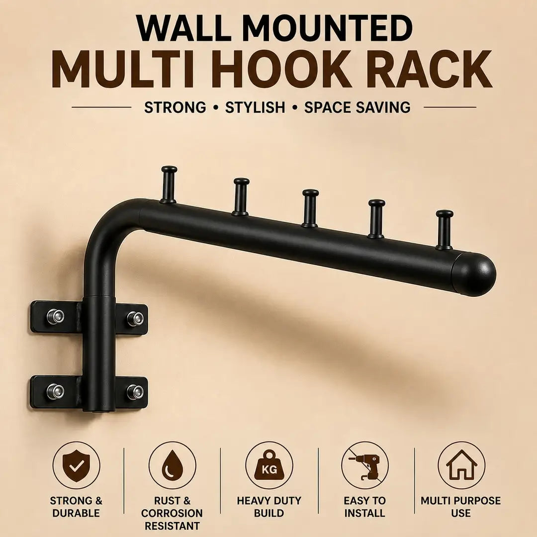 Cloth Hanging  Stand Wall Mounted With 5 Hooks