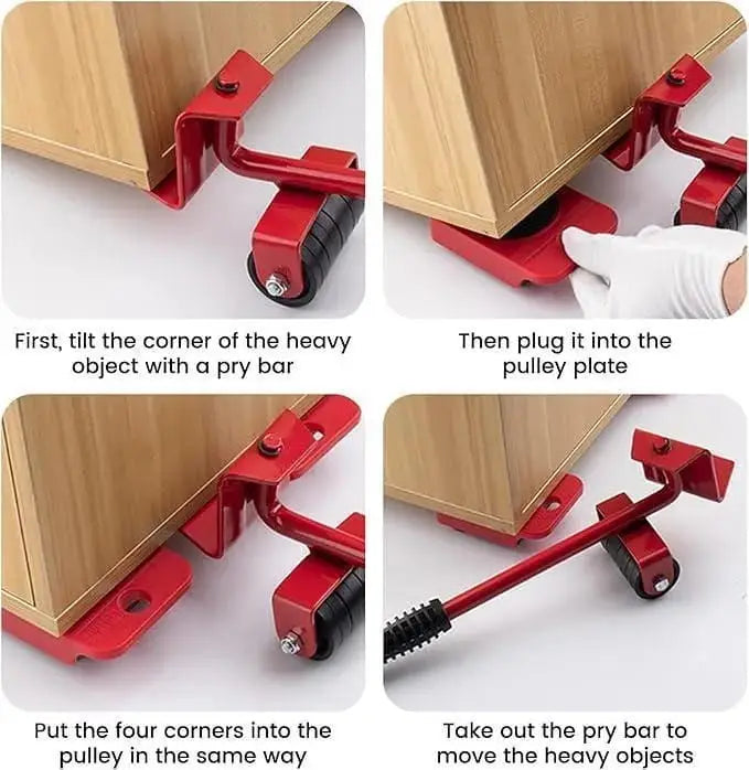 Heavy Duty Furniture Mover Tool Set Red Metal