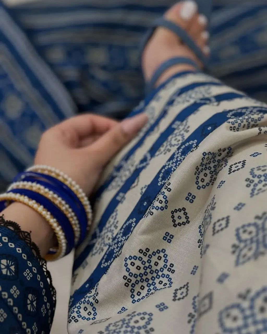 Stunning Women's Stitched Suit with Digital Print - 3 Pcs in Blue