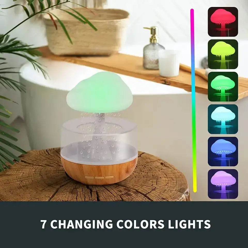 Rain Cloud Humidifier with Colorful LED Night Light | USB Aroma Diffuser & Air Humidifier for Home, Bedroom & Office