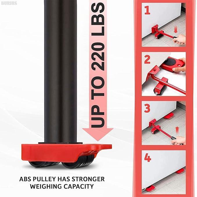 Red Metal Furniture Mover Tool Set 11.9"