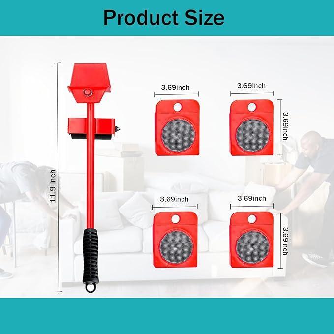 Red Metal Furniture Mover Tool Set 11.9"