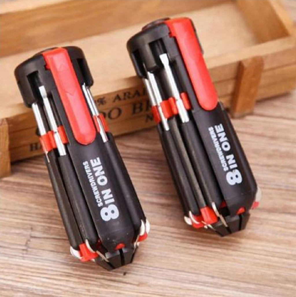 Stainless Steel Screwdriver Set 8Pcs Black Red Portable