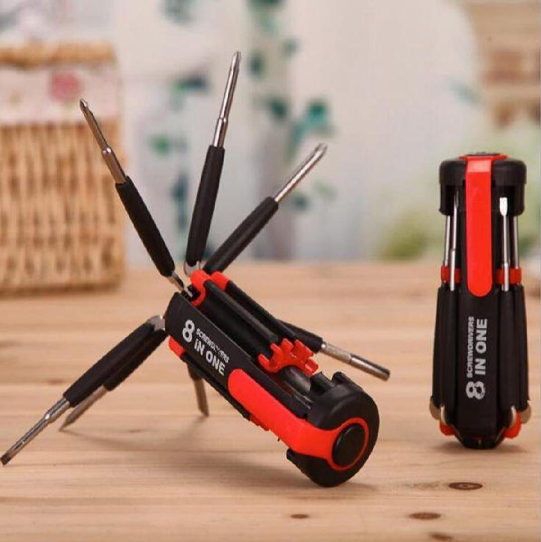 Stainless Steel Screwdriver Set 8Pcs Black Red Portable