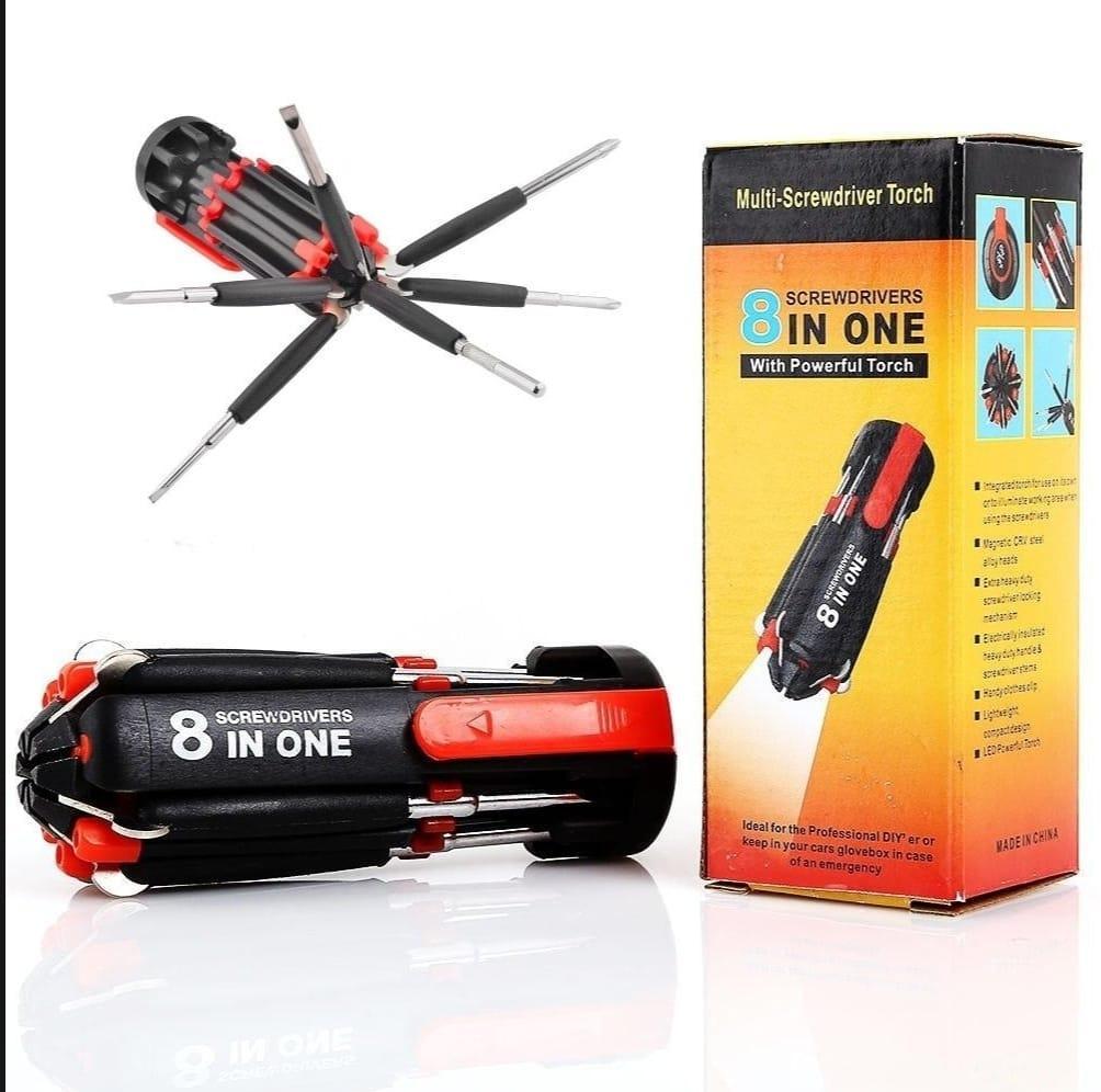 Stainless Steel Screwdriver Set 8Pcs Black Red Portable