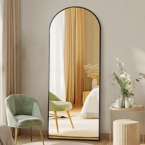 LED Full Length Mirror – Touch Switch, Aluminum Frame, Floor Standing | Arched & Rectangular