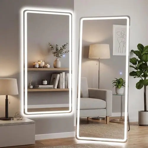 LED Full Length Mirror – Touch Switch, Aluminum Frame, Floor Standing | Arched & Rectangular